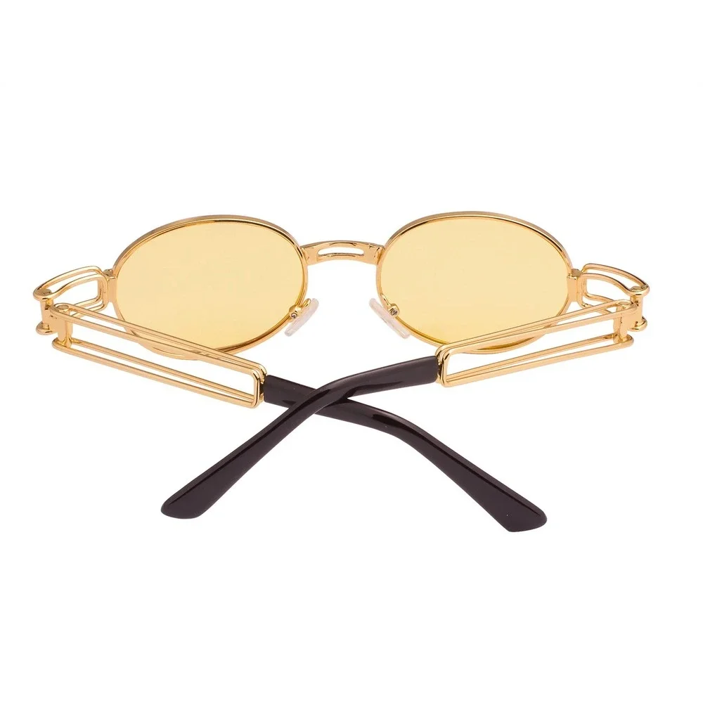 Oval Sunglasses Gold Frame Yellow Lens Unique Design Fashion Sun‎ Glasses Lentes
